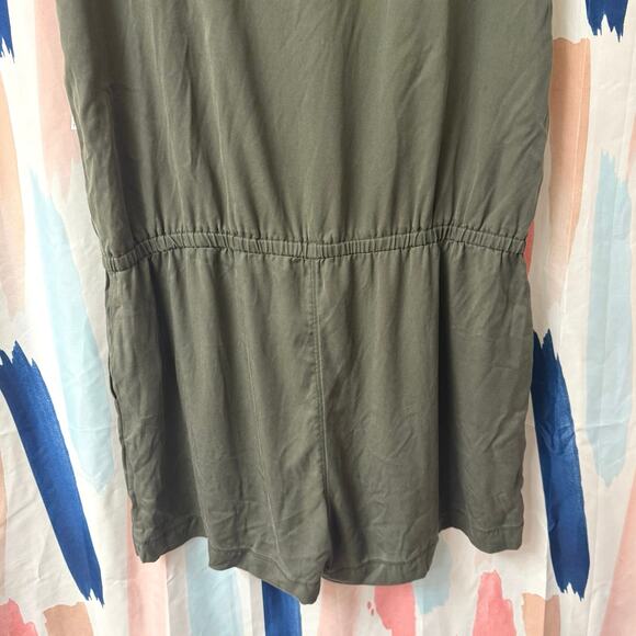 Daily Ritual Olive Green Sleeveless Crew Neck Button Front Romper 16 / 18 / 48 - Picture 6 of 9